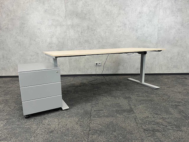 Elektrische zit-sta bureau met ladenblok 180x80 - afbeelding 1 van  15