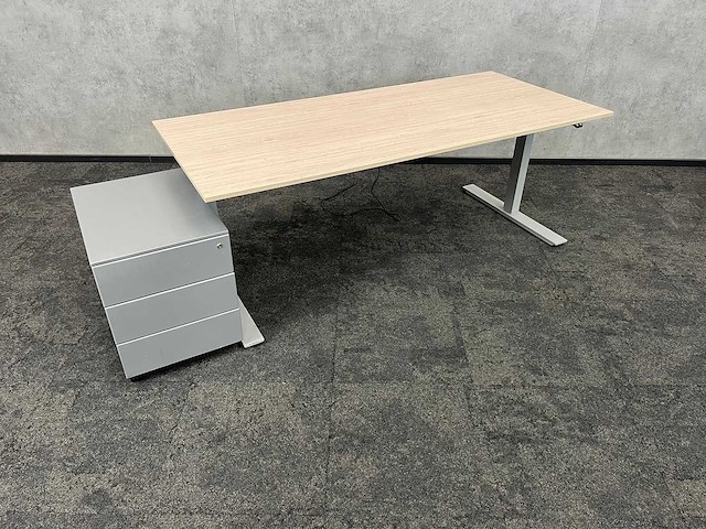 Elektrische zit-sta bureau met ladenblok 180x80 - afbeelding 2 van  15