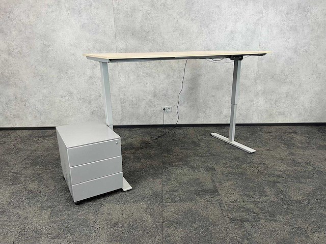 Elektrische zit-sta bureau met ladenblok 180x80 - afbeelding 3 van  15