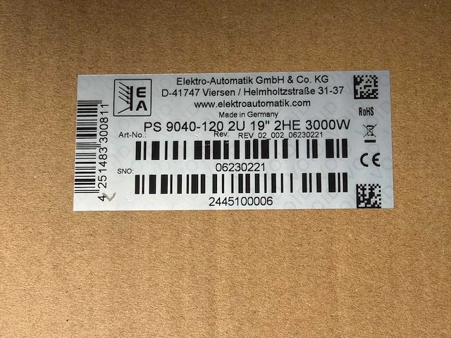 Elektro- automatik - ea-ps 9040-120 2u 19'' 2he 3000w - overige meetgereedschap - afbeelding 6 van  6