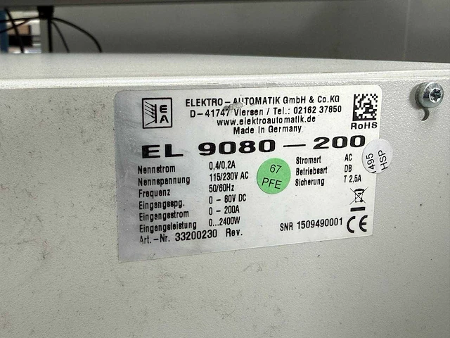 Elektro automatik - el 9080-200 2400w - labvoeding - afbeelding 3 van  4