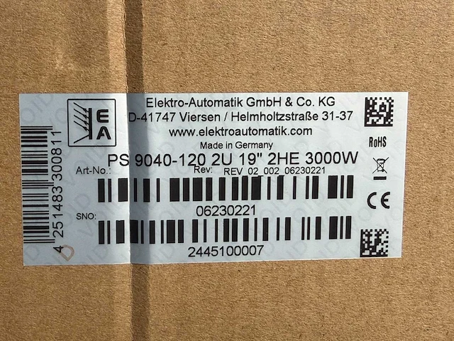 Elektro-automatik - ps 9040-120 2u 19'' 2he 3000w - overige meetgereedschap - afbeelding 3 van  6