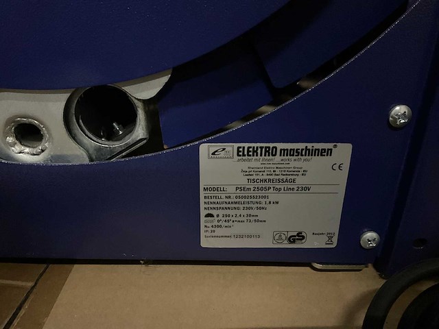 Elektro maschinen zaagtafel psem 2505p 1,8kw 230v topline 224mm - afbeelding 3 van  3