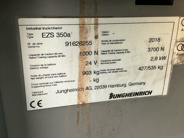 Elektro trekker, jungheinrich, ezs-350-a-ftf, geel, 2018, elektrisch - afbeelding 12 van  12
