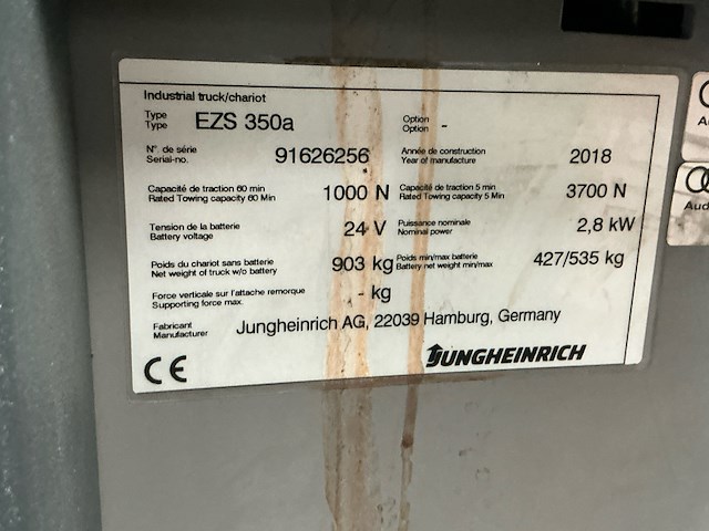 Elektro trekker jungheinrich, ezs-350-a-ftf, geel, bouwjaar 2018, elektrisch - afbeelding 2 van  14
