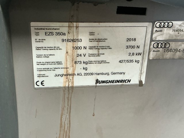 Elektro trekker jungheinrich, ezs-350-a-ftf, geel, bouwjaar 2018, elektrisch - afbeelding 14 van  14