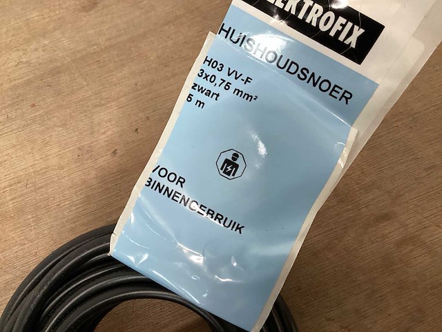 Elektrofix huishoudsnoer, 3x0.75mm2, 5 meter (90x) - afbeelding 3 van  4