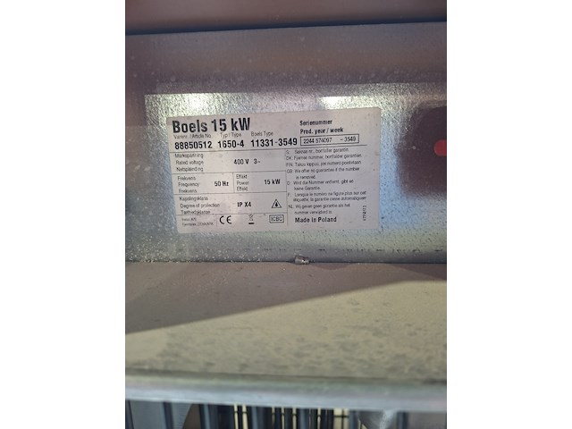 Elektroheater 15kw 400v, inelco, 88850550 dania sh 15kw, 2022 - afbeelding 3 van  6