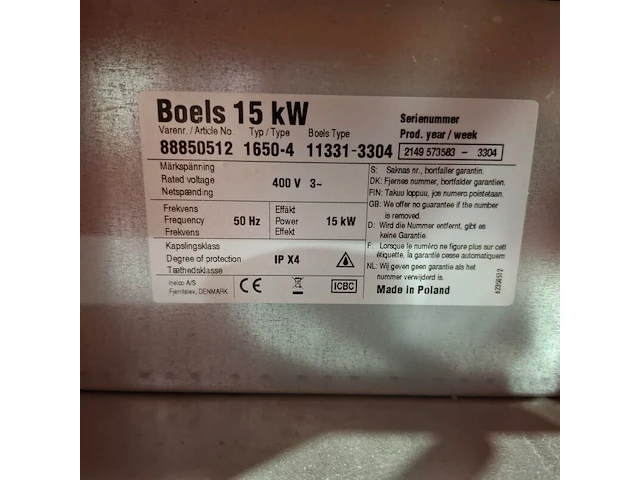 Elektroheater 15kw 400v inelco, 88850550 dania sh 15kw, bouwjaar 2021 - afbeelding 5 van  5