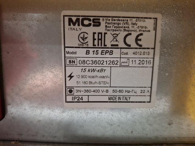 Elektroheater 15kw 400v, master, b15epb, 2016 - afbeelding 4 van  4