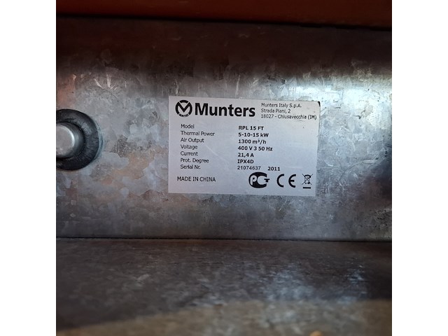 Elektroheater 15kw 400v sial / munters, rpl 15 ft, bouwjaar 2011 - afbeelding 5 van  5