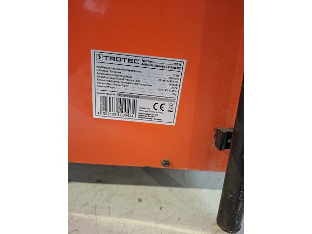 Elektroheater 15kw 400v trotec, tds 75, bouwjaar 2016 - afbeelding 4 van  6