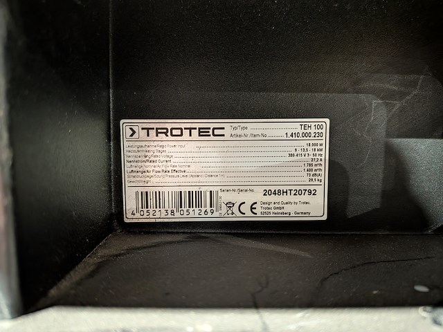 Elektroheater 18kw 400v, trotec, teh 100, 2020 - afbeelding 7 van  7