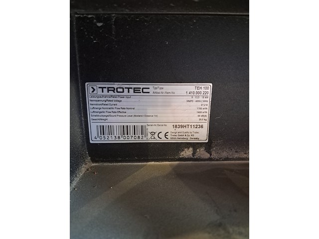 Elektroheater 18kw 400v trotec, teh 100, bouwjaar 2018 - afbeelding 10 van  14