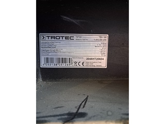 Elektroheater 18kw 400v trotec, teh 100, bouwjaar 2020 - afbeelding 10 van  14