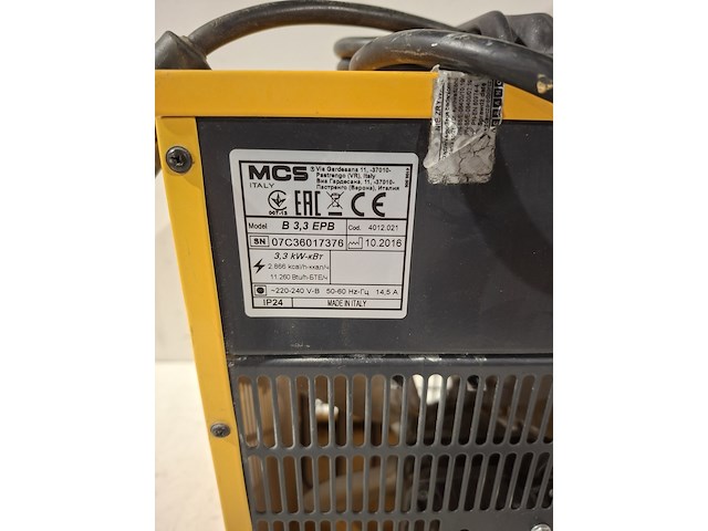 Elektroheater 3kw 230v master, b3.3epb, bouwjaar 2016 - afbeelding 5 van  6