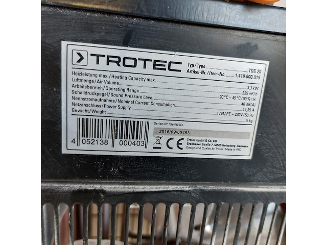 Elektroheater 3kw 230v, trotec, tds 20, 2016 - afbeelding 9 van  9