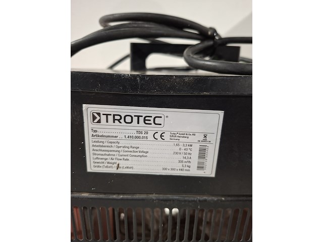 Elektroheater 3kw 230v trotec, tds 20, bouwjaar 2014 - afbeelding 5 van  6