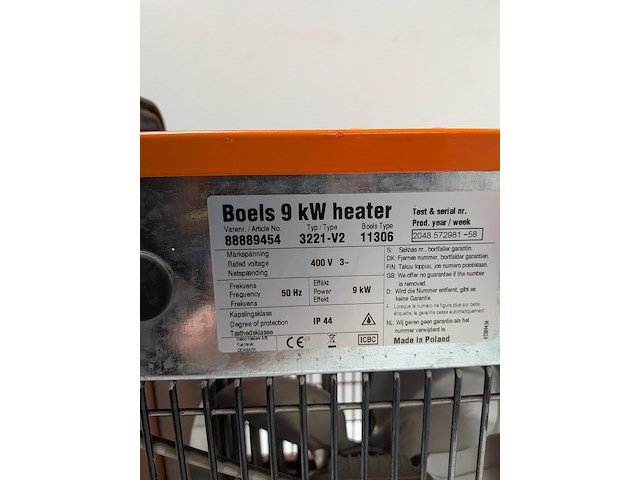 Elektroheater 9kw 400v inelco, 88849450 dania sh 9kw, bouwjaar 2020 - afbeelding 6 van  6