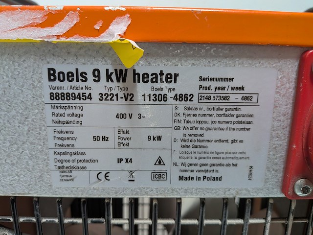 Elektroheater 9kw 400v inelco, 88849450 dania sh 9kw, bouwjaar 2021 - afbeelding 4 van  6