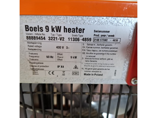 Elektroheater 9kw 400v inelco, 88849450 dania sh 9kw, bouwjaar 2021 - afbeelding 5 van  5