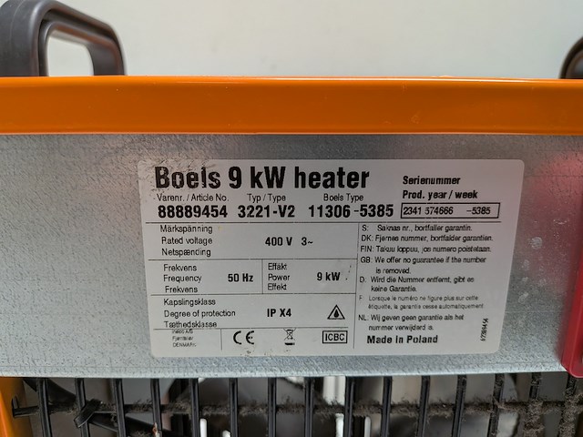 Elektroheater 9kw 400v inelco, 88849450 dania sh 9kw, bouwjaar 2023 - afbeelding 4 van  6