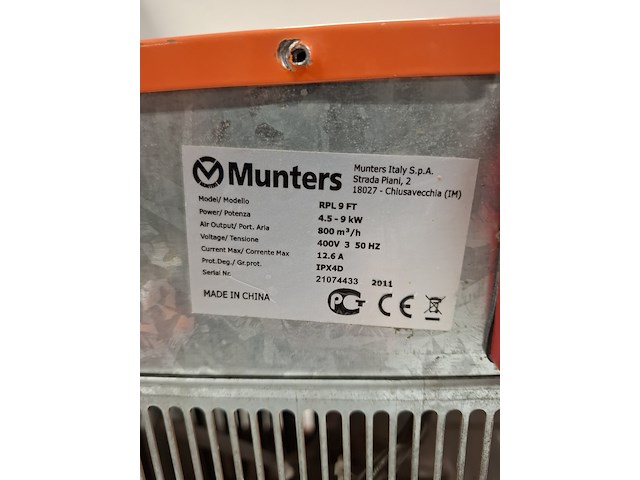 Elektroheater 9kw 400v sial / munters, rpl 9 ft, bouwjaar 2011 - afbeelding 5 van  5