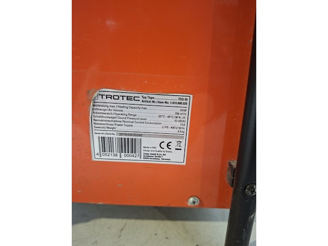 Elektroheater 9kw 400v, trotec, tds 50, 2016 - afbeelding 6 van  6