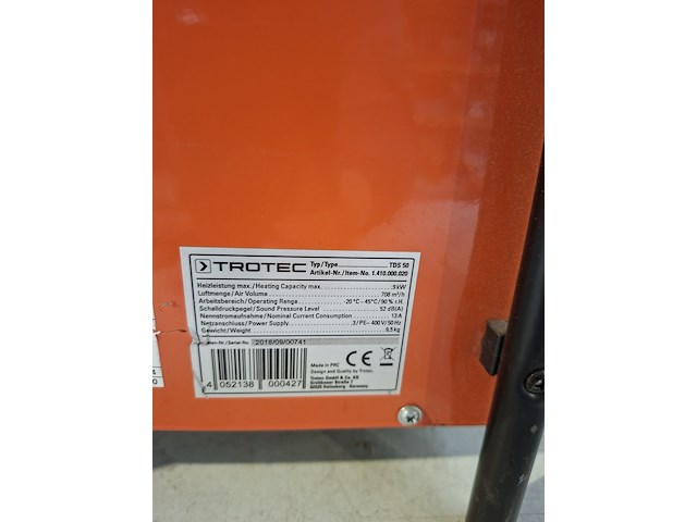 Elektroheater 9kw 400v, trotec, tds 50, 2018 - afbeelding 6 van  6