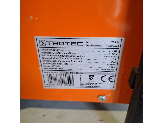 Elektroheater 9kw 400v trotec, tds 50, bouwjaar 2014 - afbeelding 5 van  5