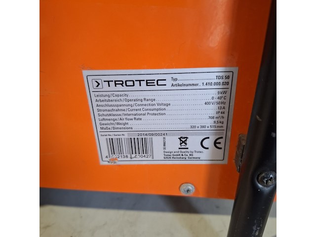 Elektroheater 9kw 400v trotec, tds 50, bouwjaar 2014 - afbeelding 5 van  5