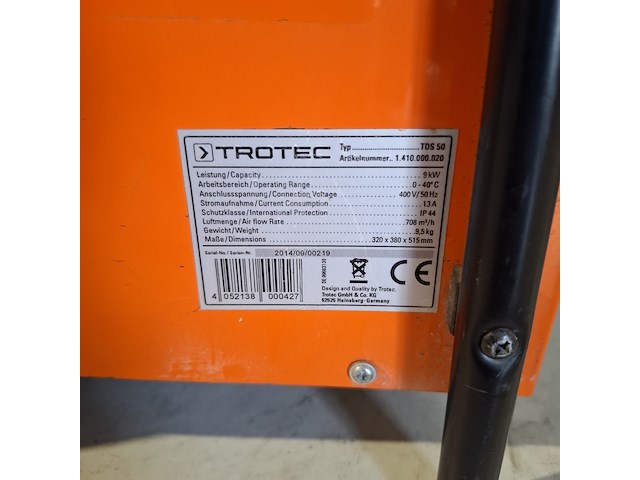 Elektroheater 9kw 400v trotec, tds 50, bouwjaar 2014 - afbeelding 5 van  5
