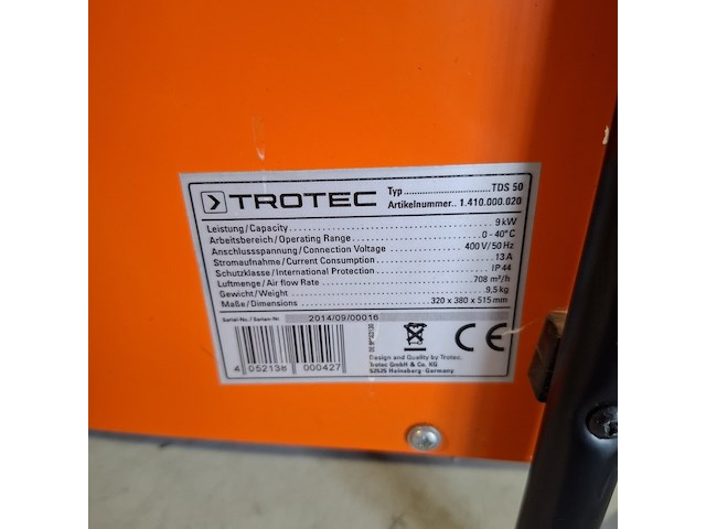 Elektroheater 9kw 400v trotec, tds 50, bouwjaar 2014 - afbeelding 5 van  5