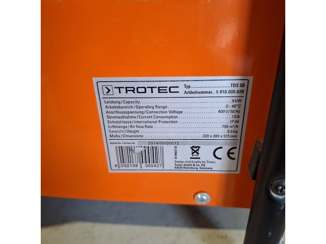 Elektroheater 9kw 400v trotec, tds 50, bouwjaar 2014 - afbeelding 5 van  5