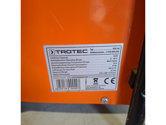 Elektroheater 9kw 400v trotec, tds 50, bouwjaar 2014 - afbeelding 5 van  5