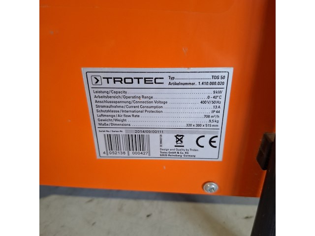 Elektroheater 9kw 400v trotec, tds 50, bouwjaar 2014 - afbeelding 5 van  5