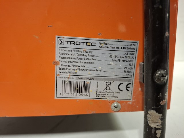 Elektroheater 9kw 400v trotec, tds 50, bouwjaar 2016 - afbeelding 5 van  5