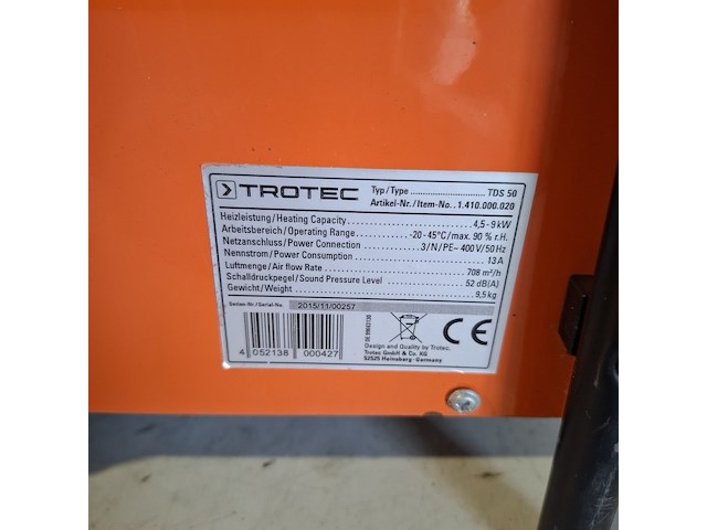 Elektroheater 9kw 400v trotec, tds 50, bouwjaar 2016 - afbeelding 5 van  5