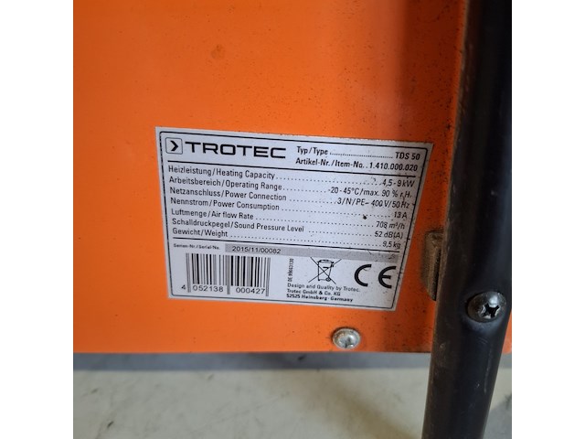 Elektroheater 9kw 400v trotec, tds 50, bouwjaar 2016 - afbeelding 5 van  5