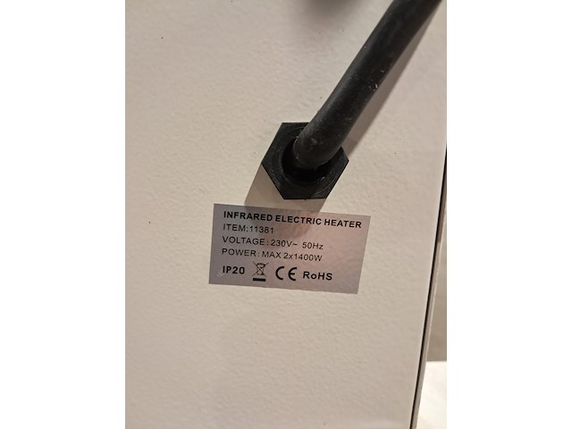 Elektroheater infrarood 3kw 230v (red rad) ningbo vertak, jd02001, bouwjaar 2022 - afbeelding 7 van  9