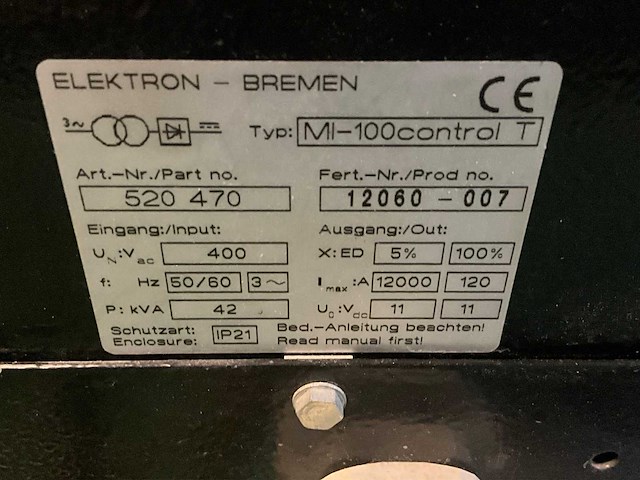 Elektron mi-100control t puntlasmachine - afbeelding 10 van  10