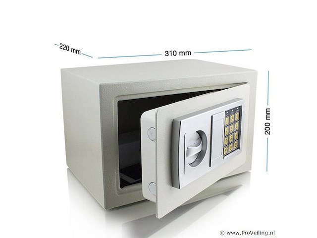 Elektronische wandkluis lichtgrijs 31 x 22 x 20cm - afbeelding 2 van  5