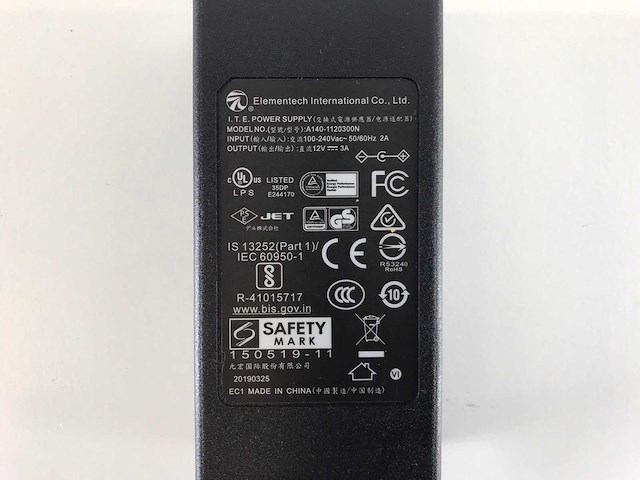 Elementech international (a140-1120300n) ite power supply 12v 3a power adapters (40x) - afbeelding 3 van  3
