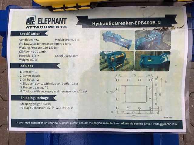 Elephant - epb400b-n hydraulische breker - schranklader - afbeelding 3 van  11