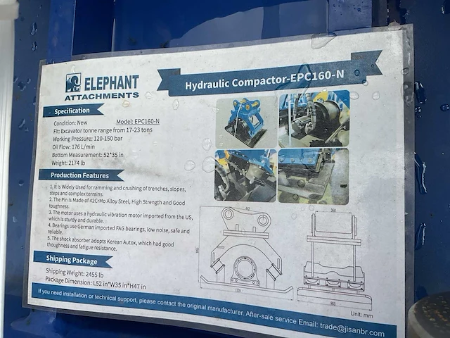 Elephant epc160-n hydraulisch trilblok / trilplaat - afbeelding 3 van  13