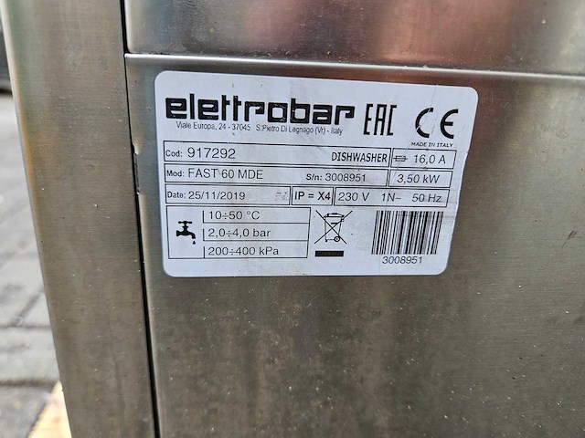 Elettrobar - fast 60 mde - korvenvaatwasmachine - afbeelding 5 van  5