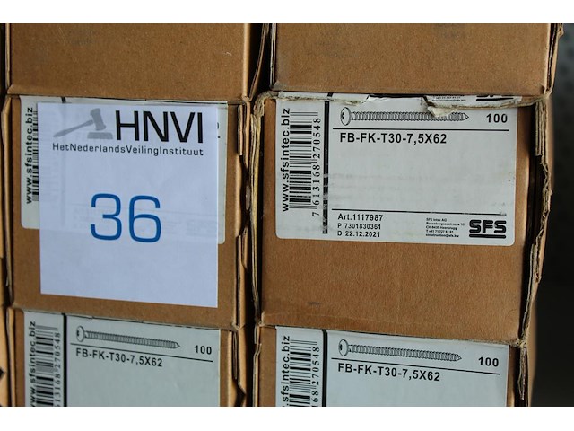 Elf dozen schroeven sfs fb-fk-t30-7,5x62 mm. - afbeelding 2 van  2