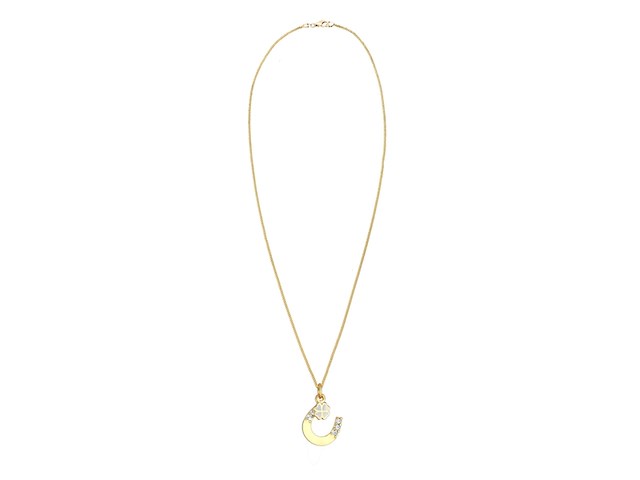 Elli halsketting dames met hanger hoefijzer klaverblad met kristallen in 925 sterling zilver - afbeelding 1 van  4