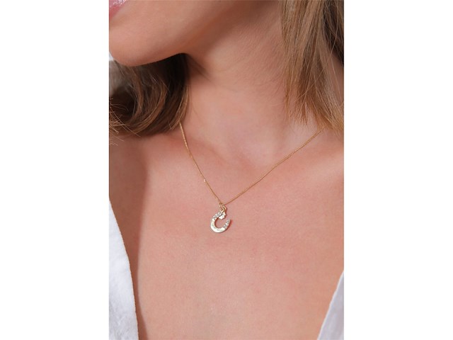 Elli halsketting dames met hanger hoefijzer klaverblad met kristallen in 925 sterling zilver - afbeelding 3 van  4