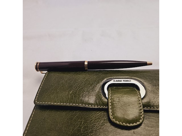 Elysee capitol 18kt gp balpen inclusief leren claudio ferrici notitieboek - afbeelding 7 van  11